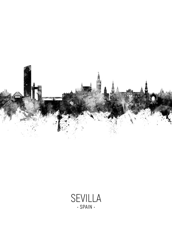 Sevilla Skyline en blanco y negro