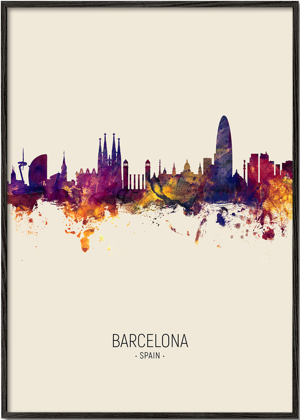 Barcelona Skyline en beige