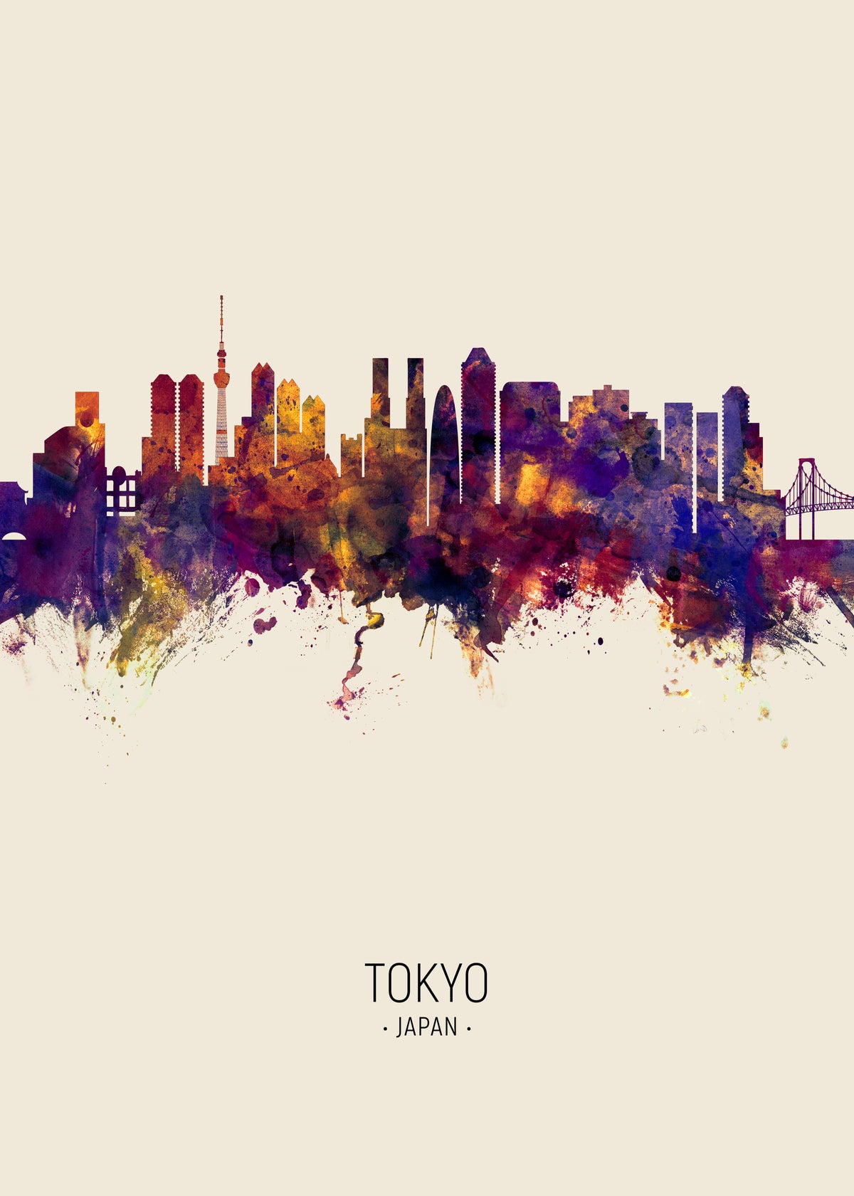 Tokyo Skyline en beige - Unframed art print