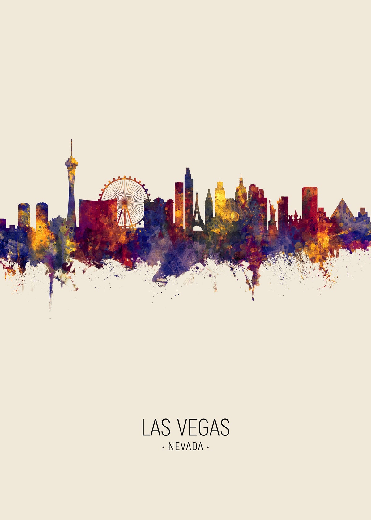 Las Vegas Skyline en beige - Unframed art print