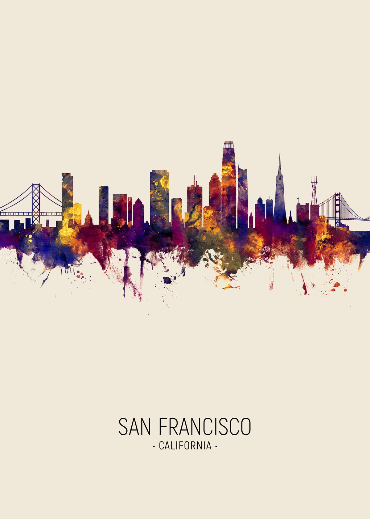 San Francisco Skyline en beige - Unframed art print