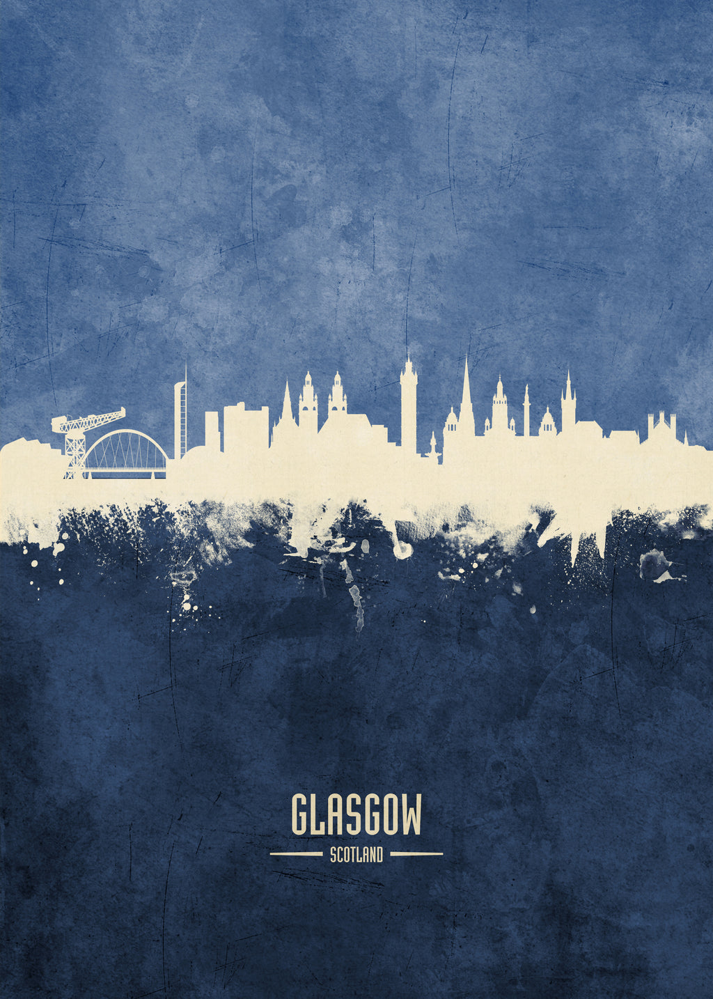 Glasgow Skyline Azul - Unframed art print