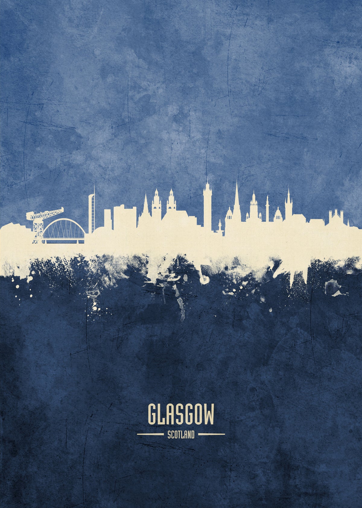 Glasgow Skyline Azul - Unframed art print