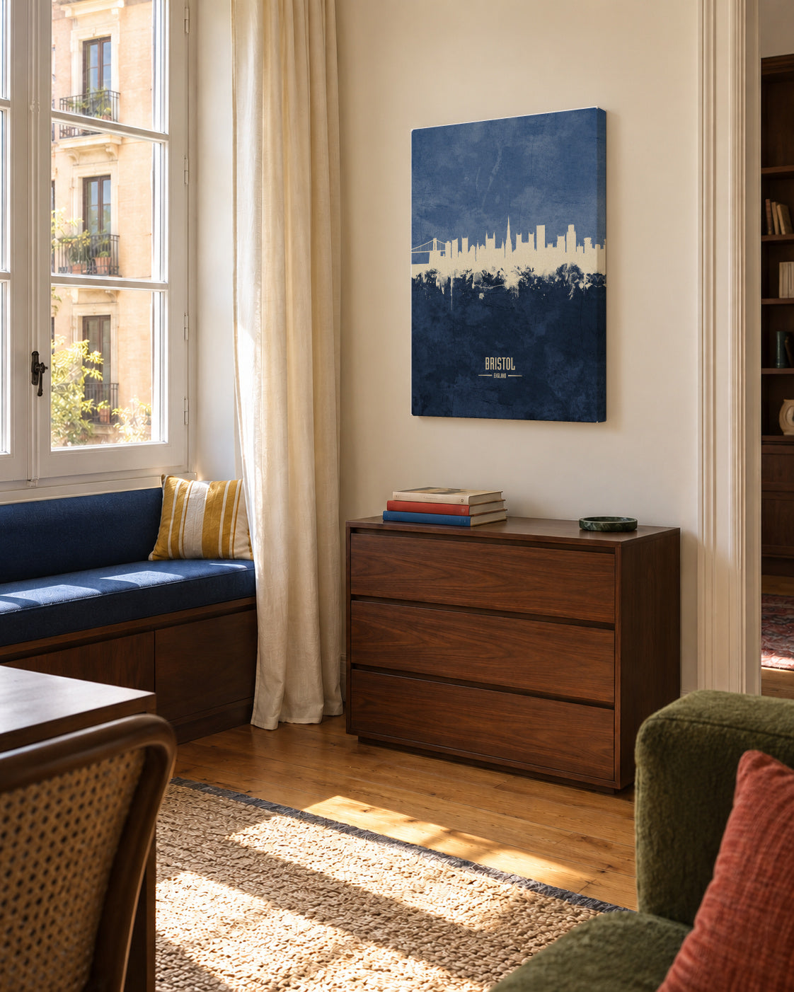 Bristol Skyline Azul - Unframed canvas in an interior