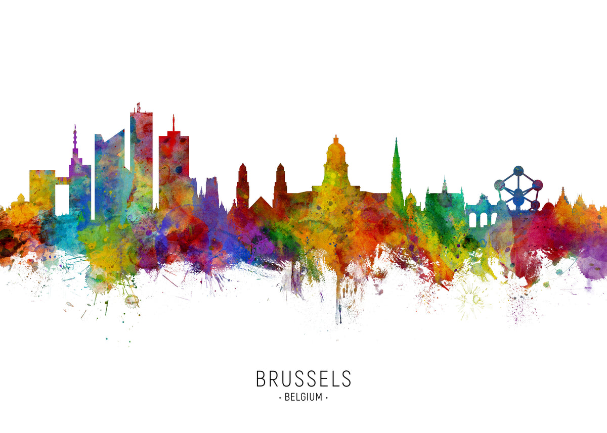 Brussels Skyline multicolor - Unframed art print