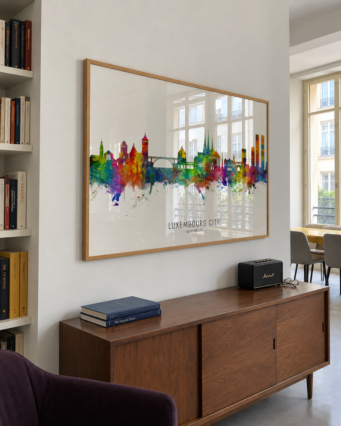 Luxembourg City Skyline multicolor - Framed poster in an interior