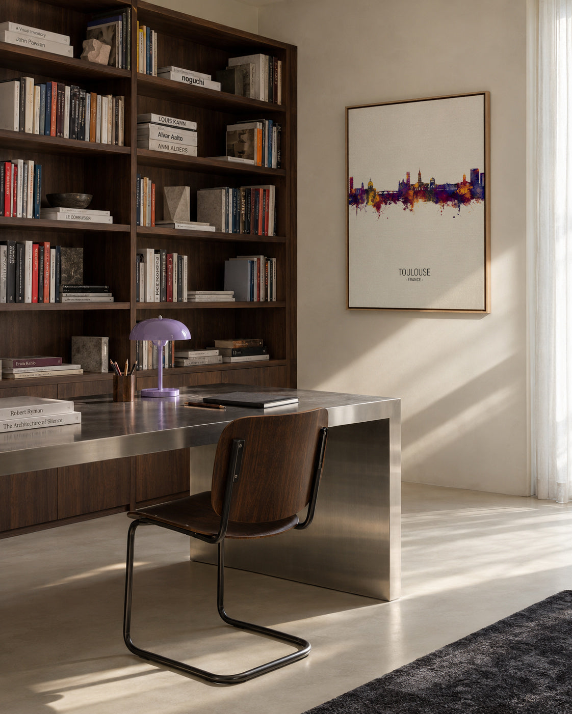 Toulouse Skyline beige - Framed canvas in an interior