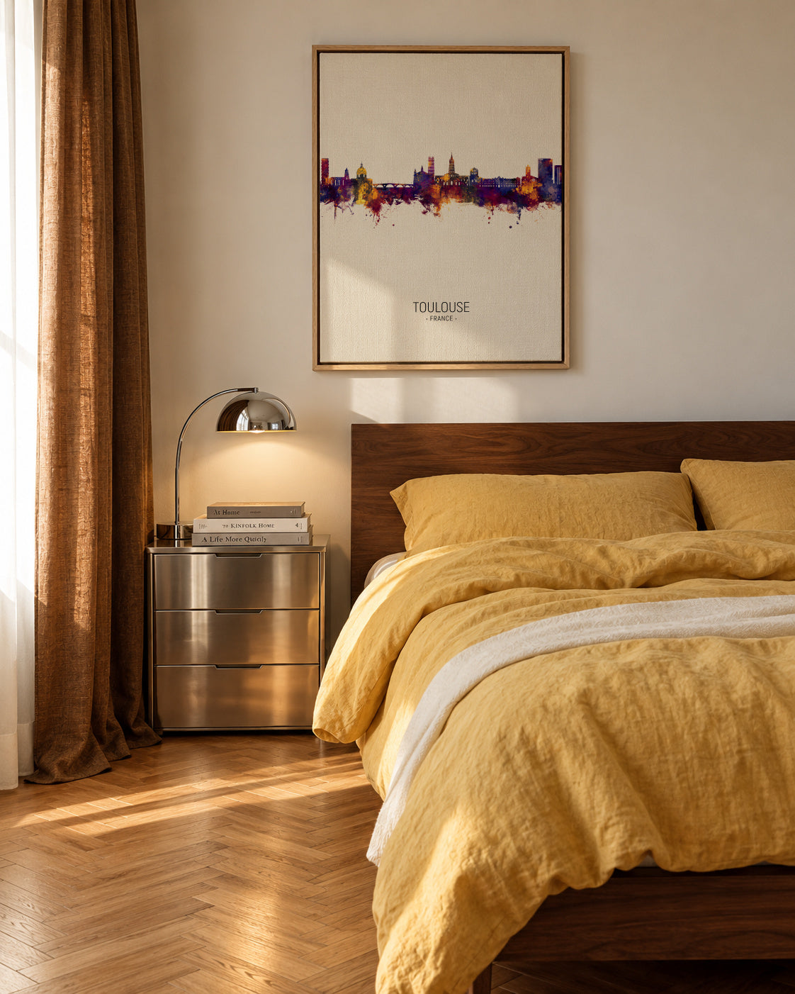 Toulouse Skyline beige - Framed canvas in an interior