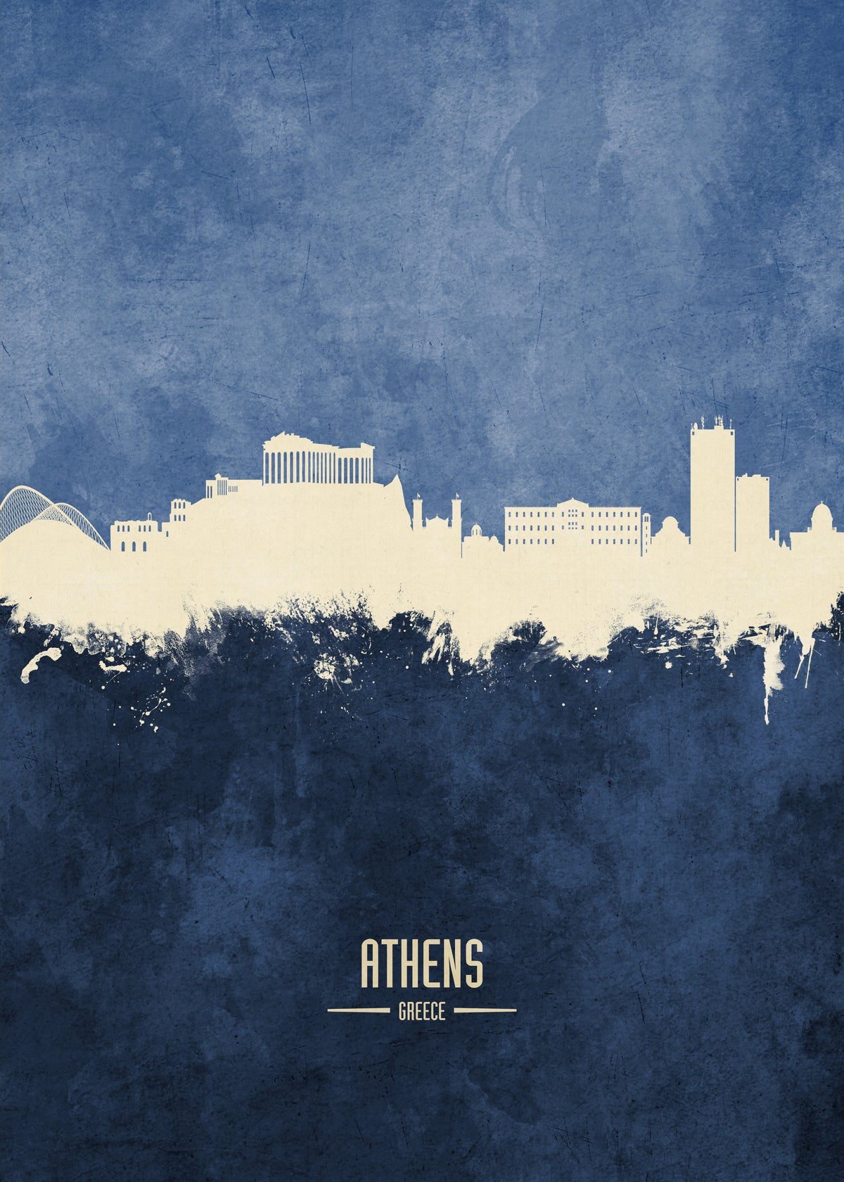 Athens Skyline azul - Unframed art print