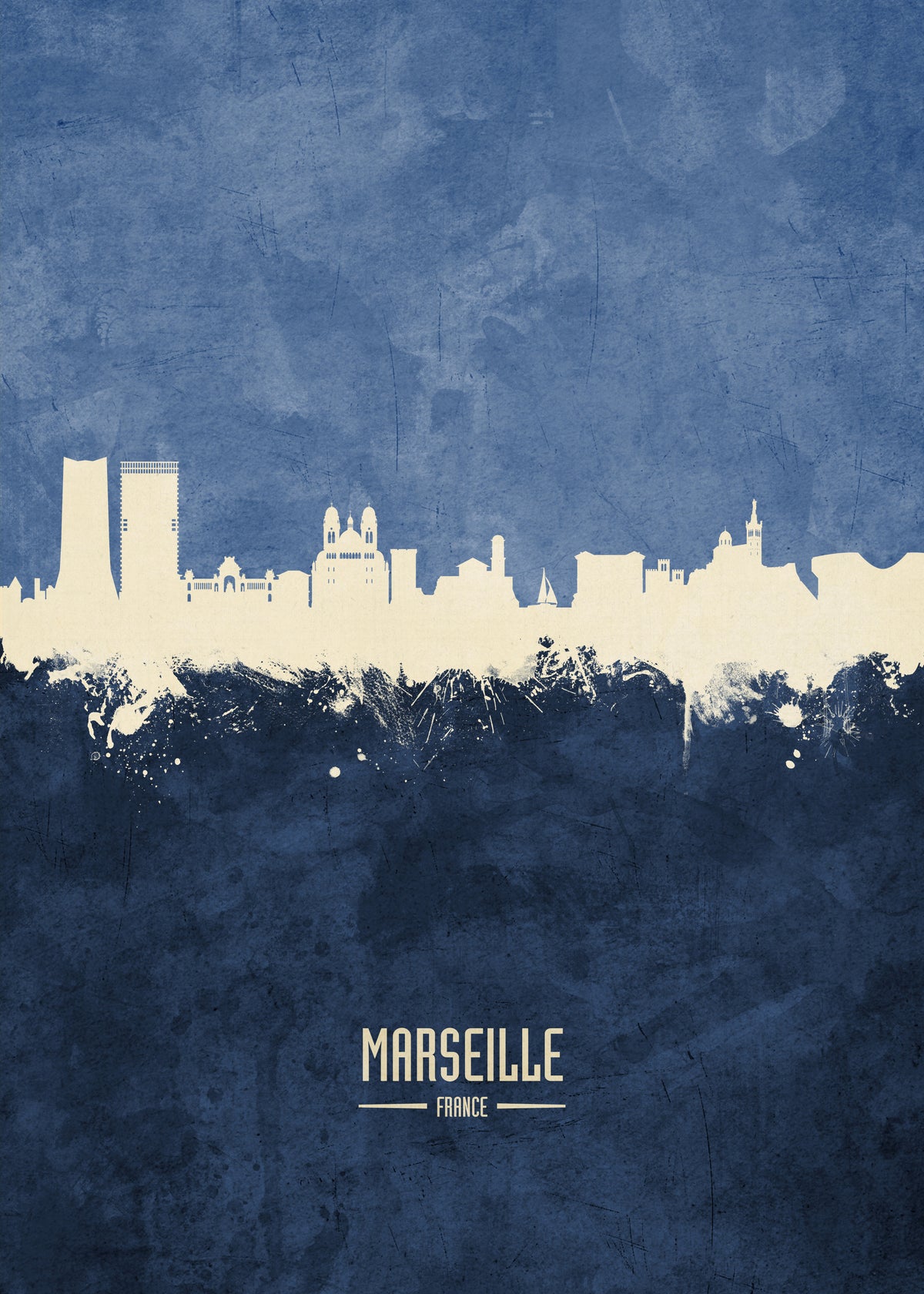 Marseille Skyline azul - Unframed art print