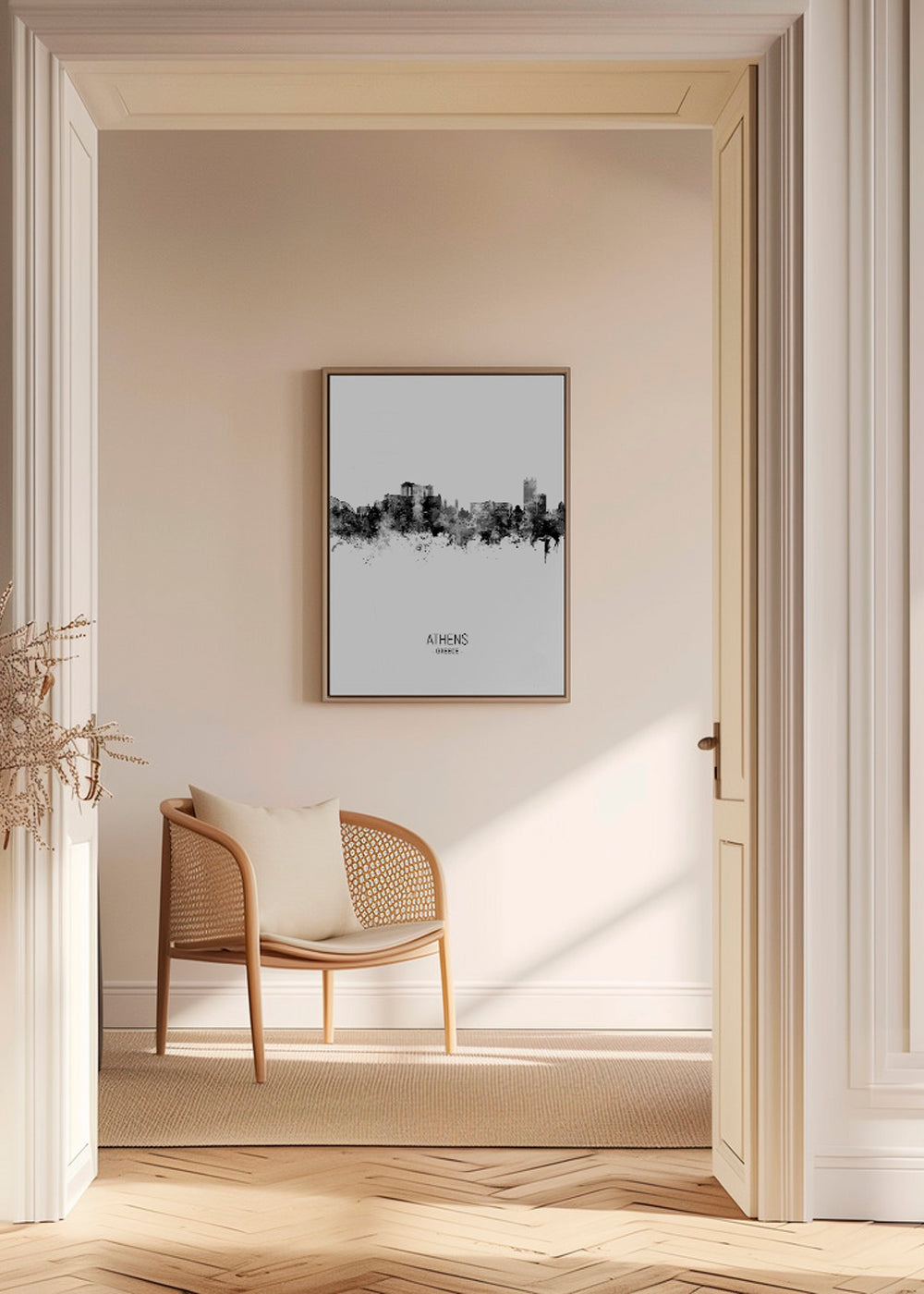 Athens Skyline blanco y negro