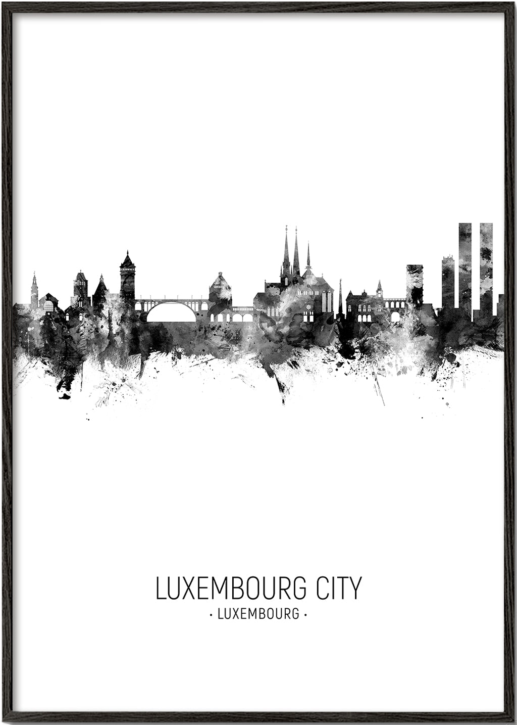 Luxembourg City Skyline blanco y negro