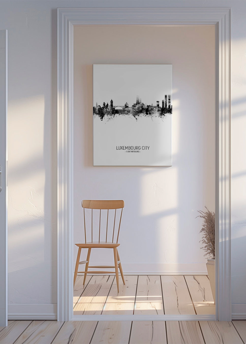 Luxembourg City Skyline blanco y negro