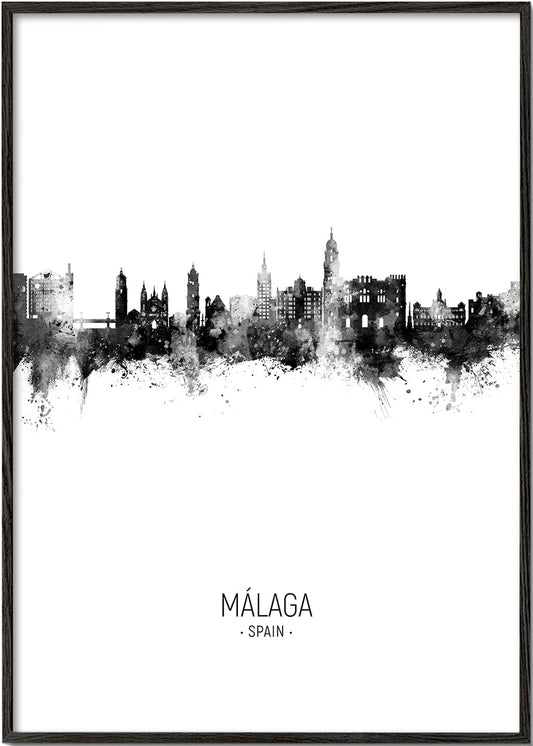 Málaga Skyline blanco y negro