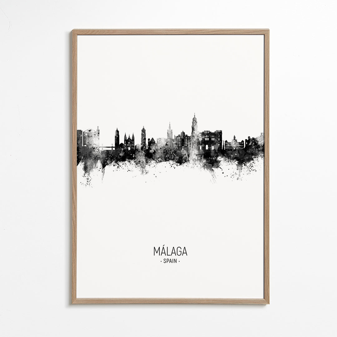 Málaga Skyline blanco y negro