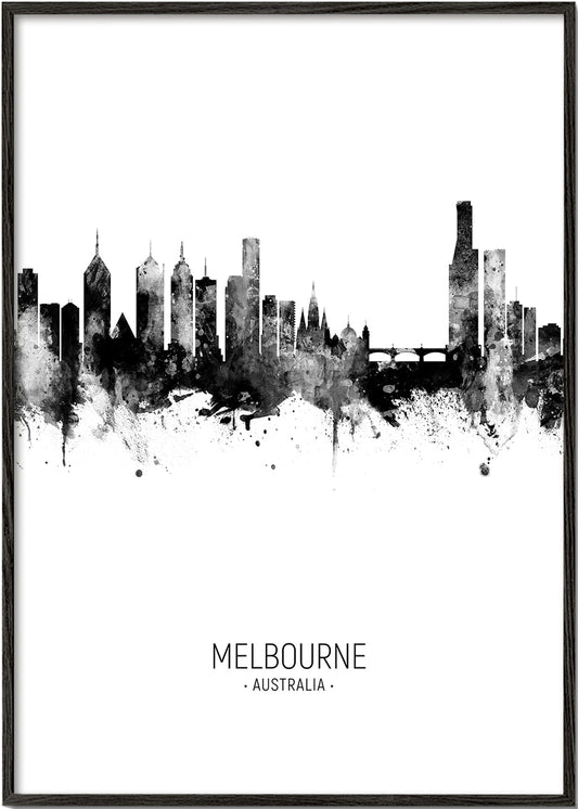 Melbourne Skyline blanco y negro