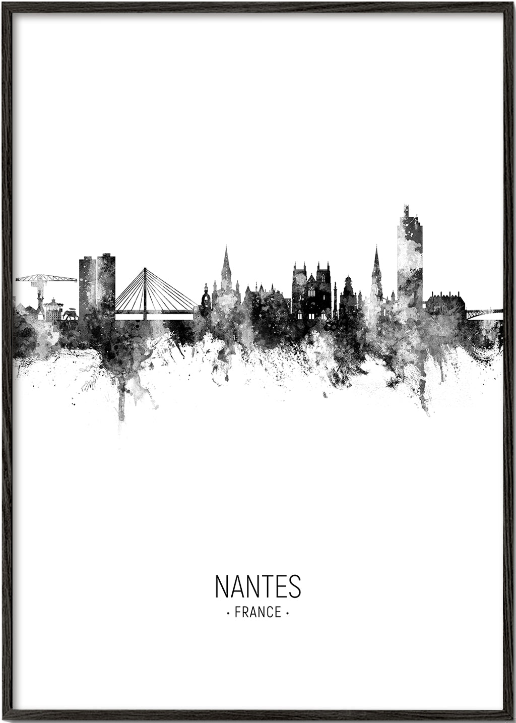 Nantes Skyline blanco y negro