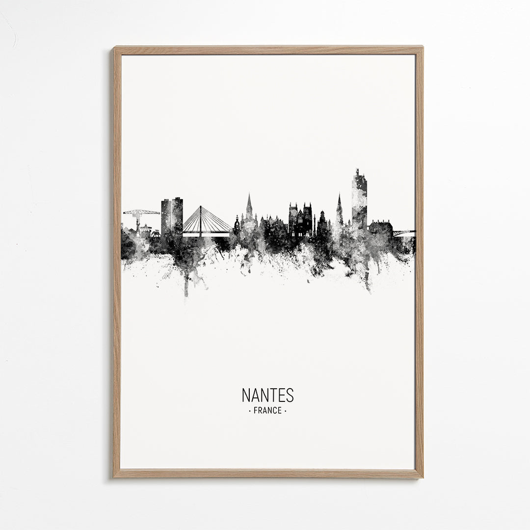 Nantes Skyline blanco y negro
