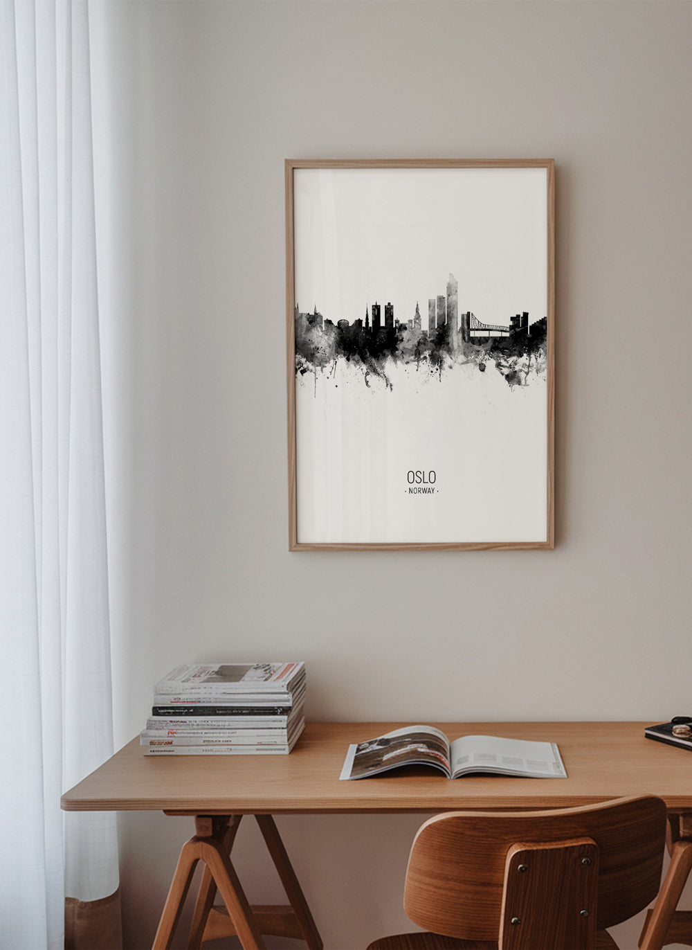Oslo Skyline blanco y negro