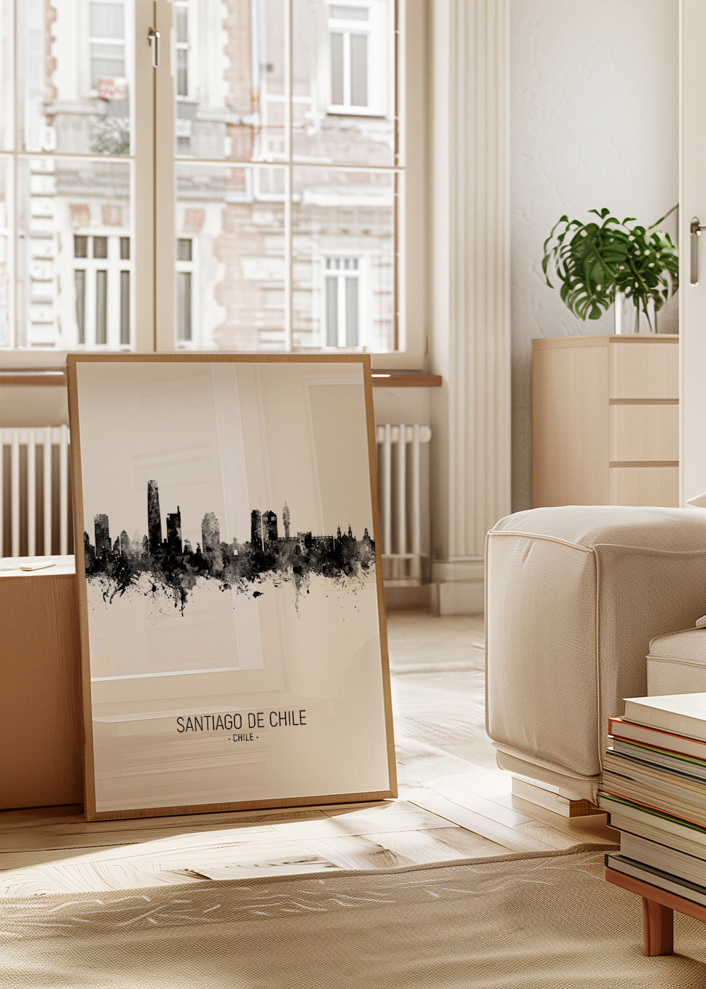 Santiago de Chile Skyline blanco y negro
