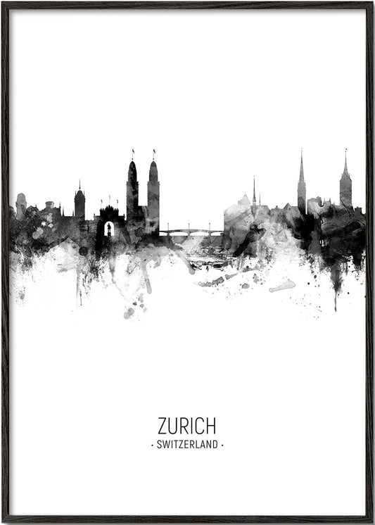 Zurich Skyline blanco y negro