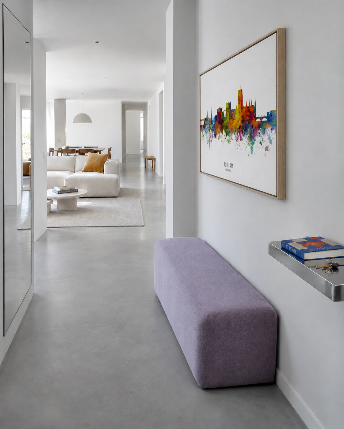 Durham Skyline multicolor - Framed canvas in an interior