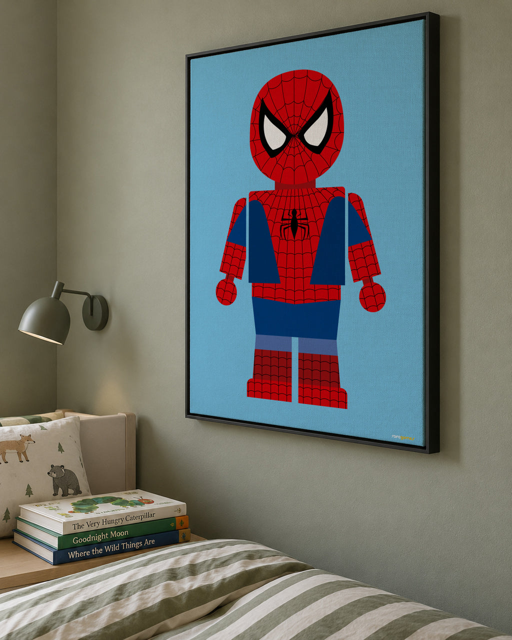 Toy Spiderman - Framed canvas in an interior