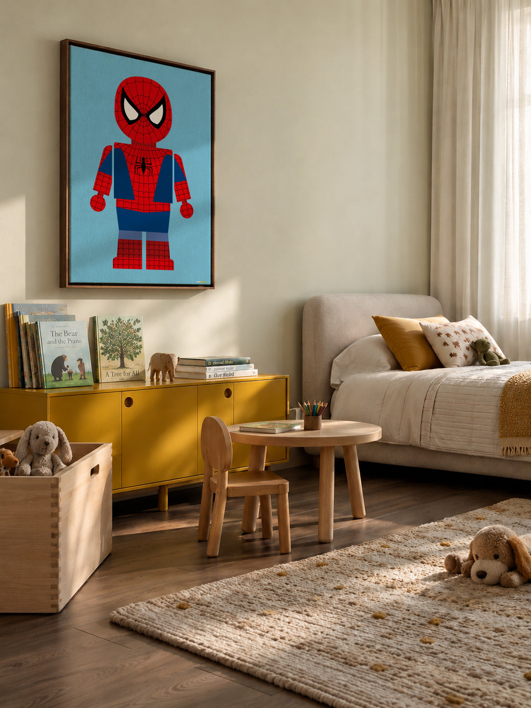 Toy Spiderman - Framed canvas in an interior