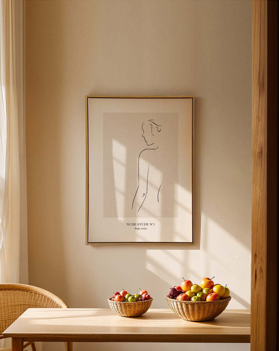 Nude Study Nº1 - Framed canvas in an interior