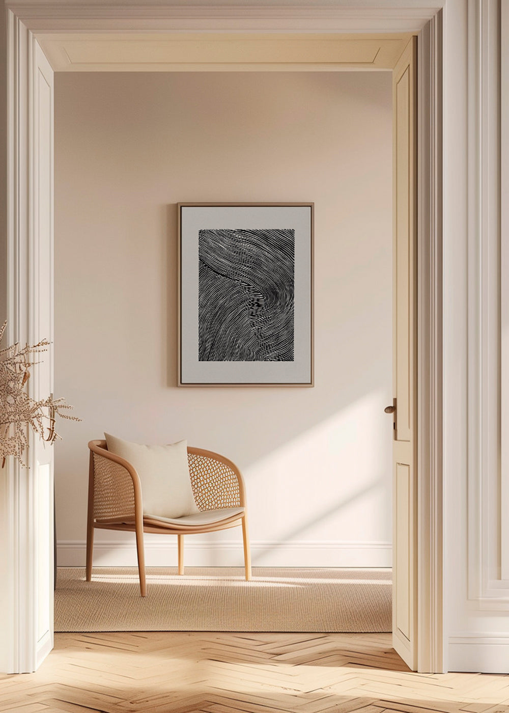 Stripes linocut Nº1 - Black and white