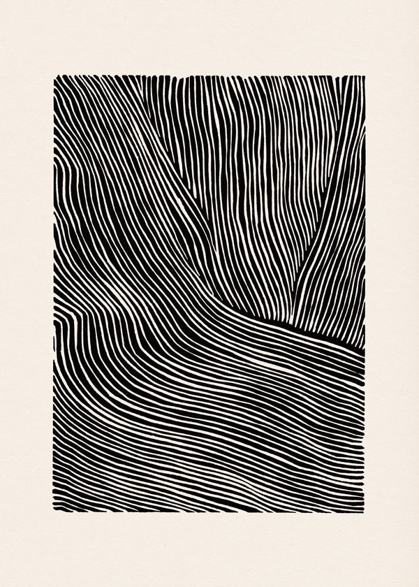 Stripes linocut Nº2 - Black and white