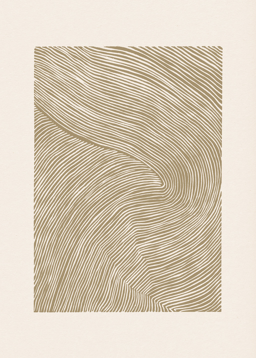Stripes linocut Nº4 - Ochre - Unframed art print
