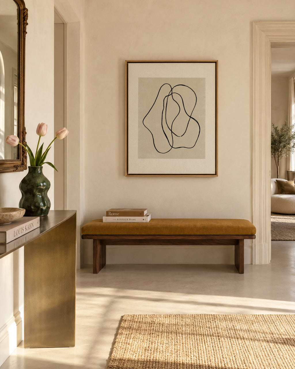 Pencil scribble Nº3 - Framed canvas in an interior