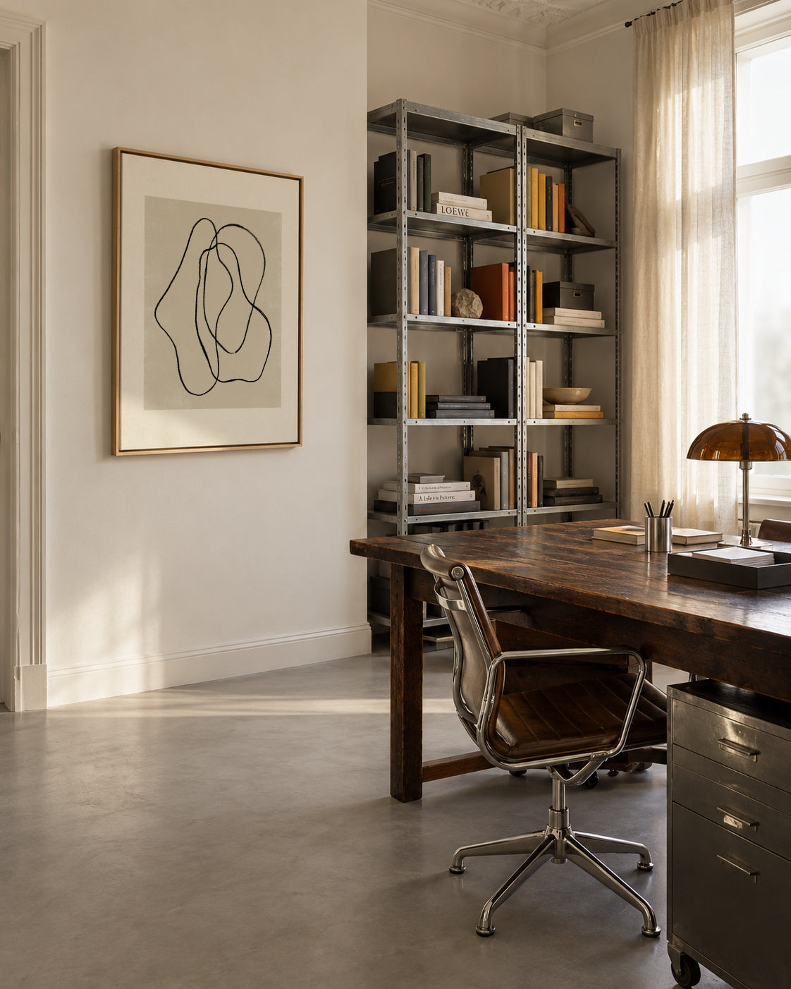 Pencil scribble Nº3 - Framed canvas in an interior