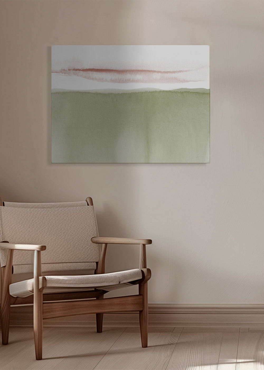 Watercolor landscape N 40 Olive green