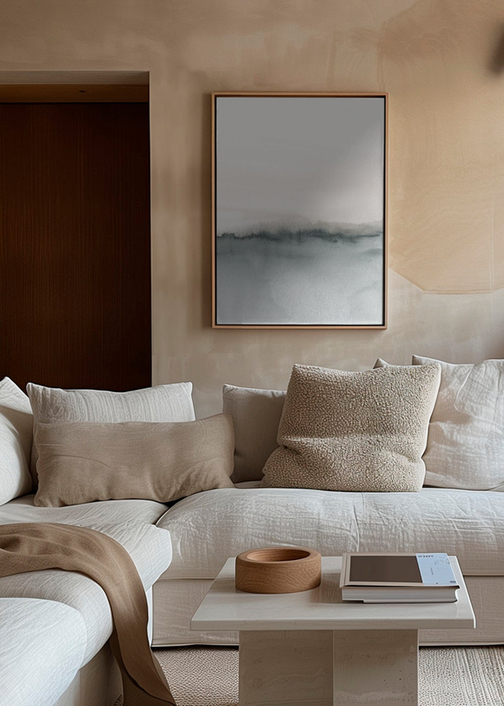 Watercolor landscape N 46 Soft coral & Gray 2/2