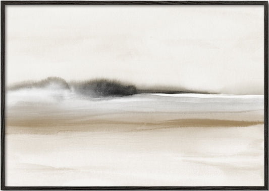 Hazy horizon in sepia and black watercolor