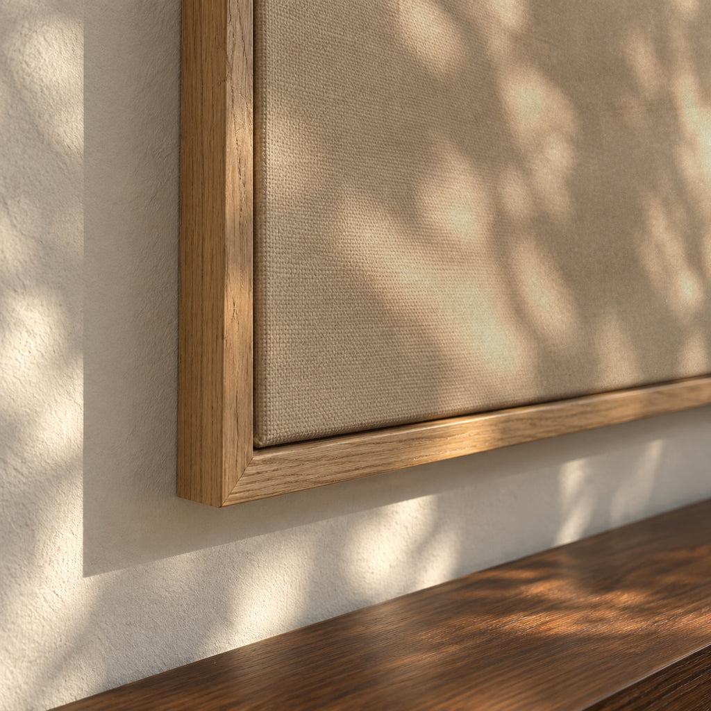 Minimalist horizon in beige tones - Framed canvas detail