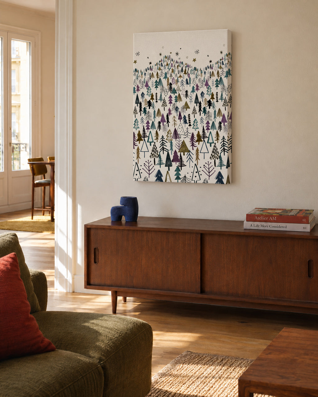 Mountain Forest Trees - Unframed canvas in an interior