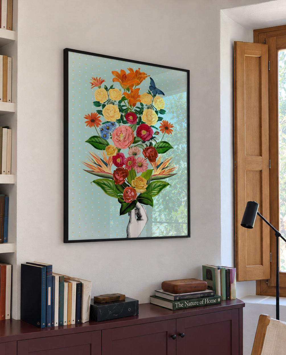 Botanical Blue - Framed poster in an interior