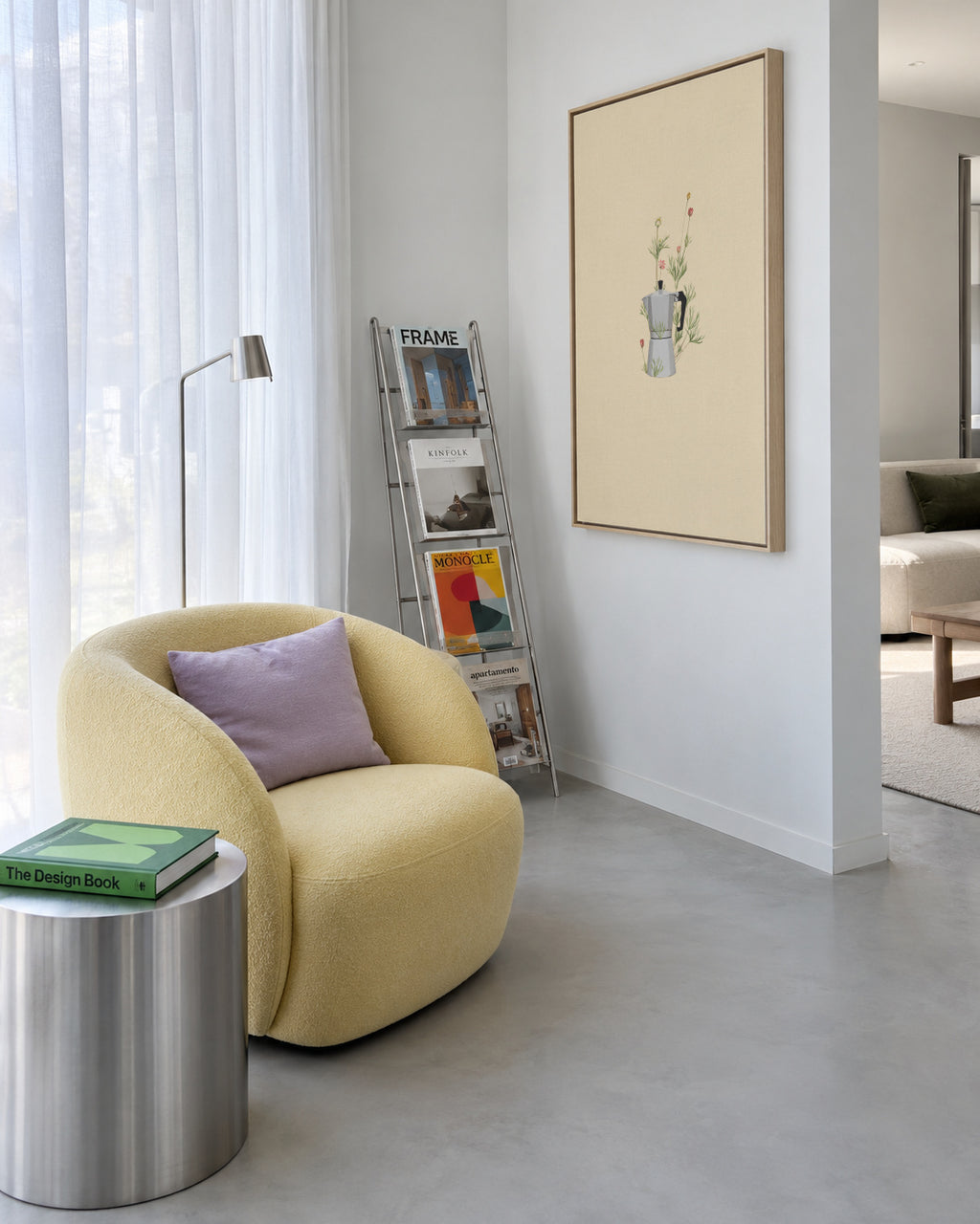 Floral moka express - Framed canvas in an interior