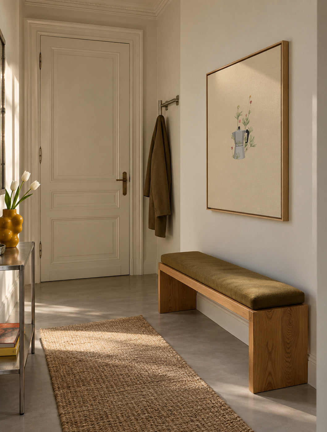 Floral moka express - Framed canvas in an interior