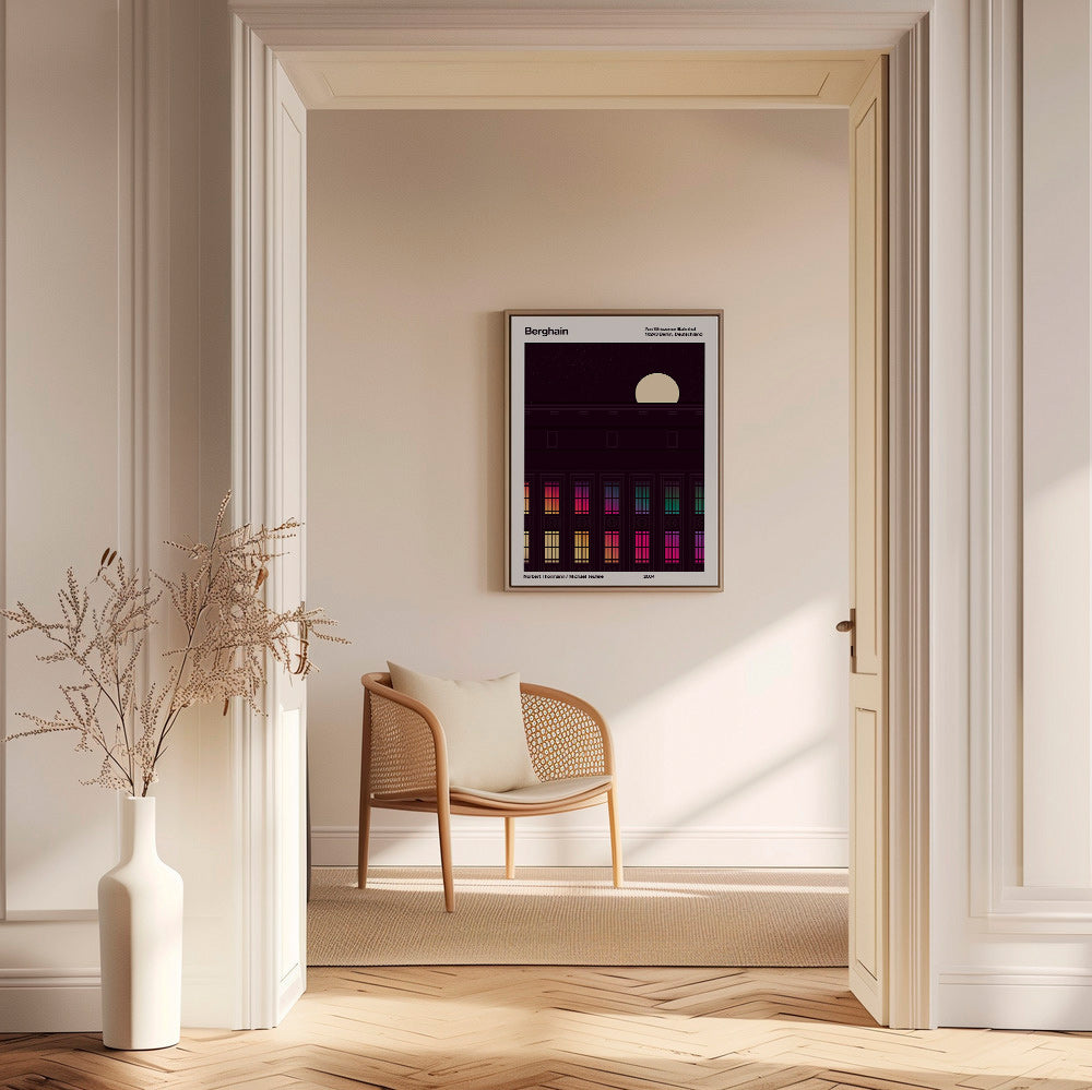 Quadro città con facciata illuminata