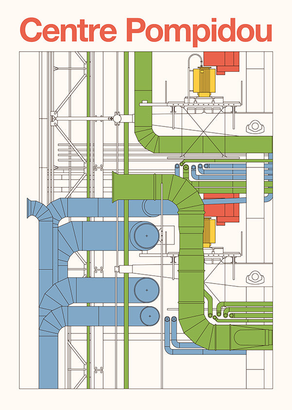 Arte da città Centre Pompidou, diagramma architettonico