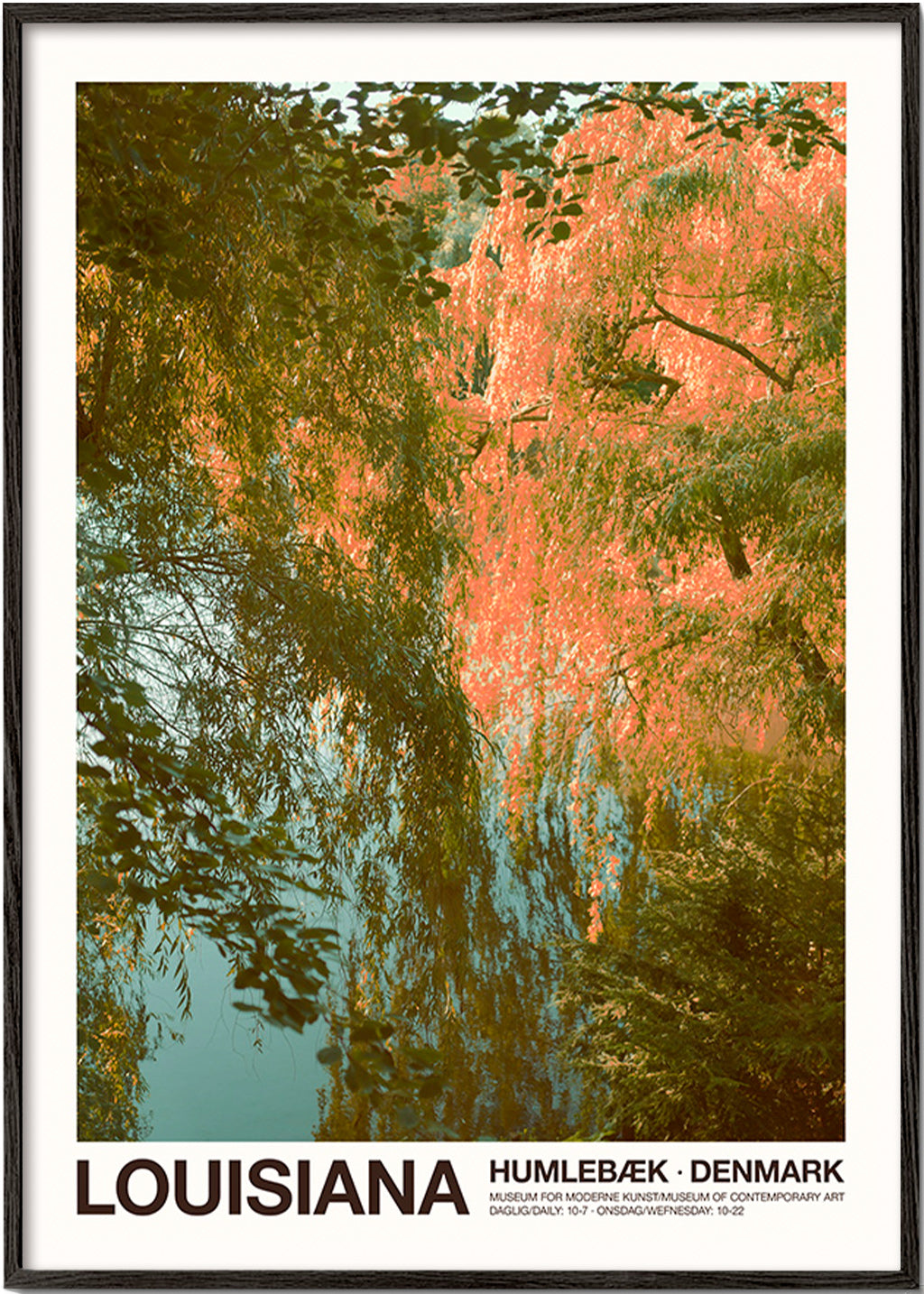 Quadro paesaggistico con lago e riflessi rosa