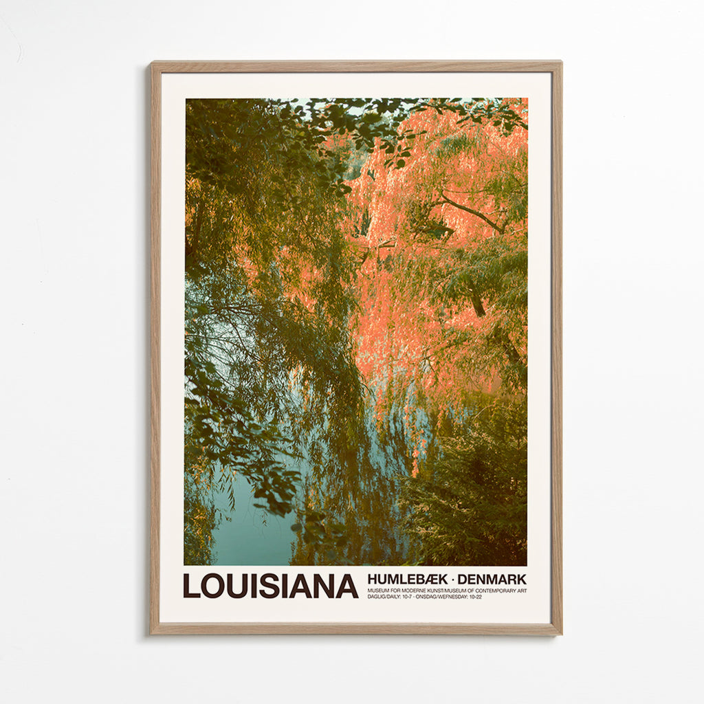 Quadro paesaggistico con lago e riflessi rosa