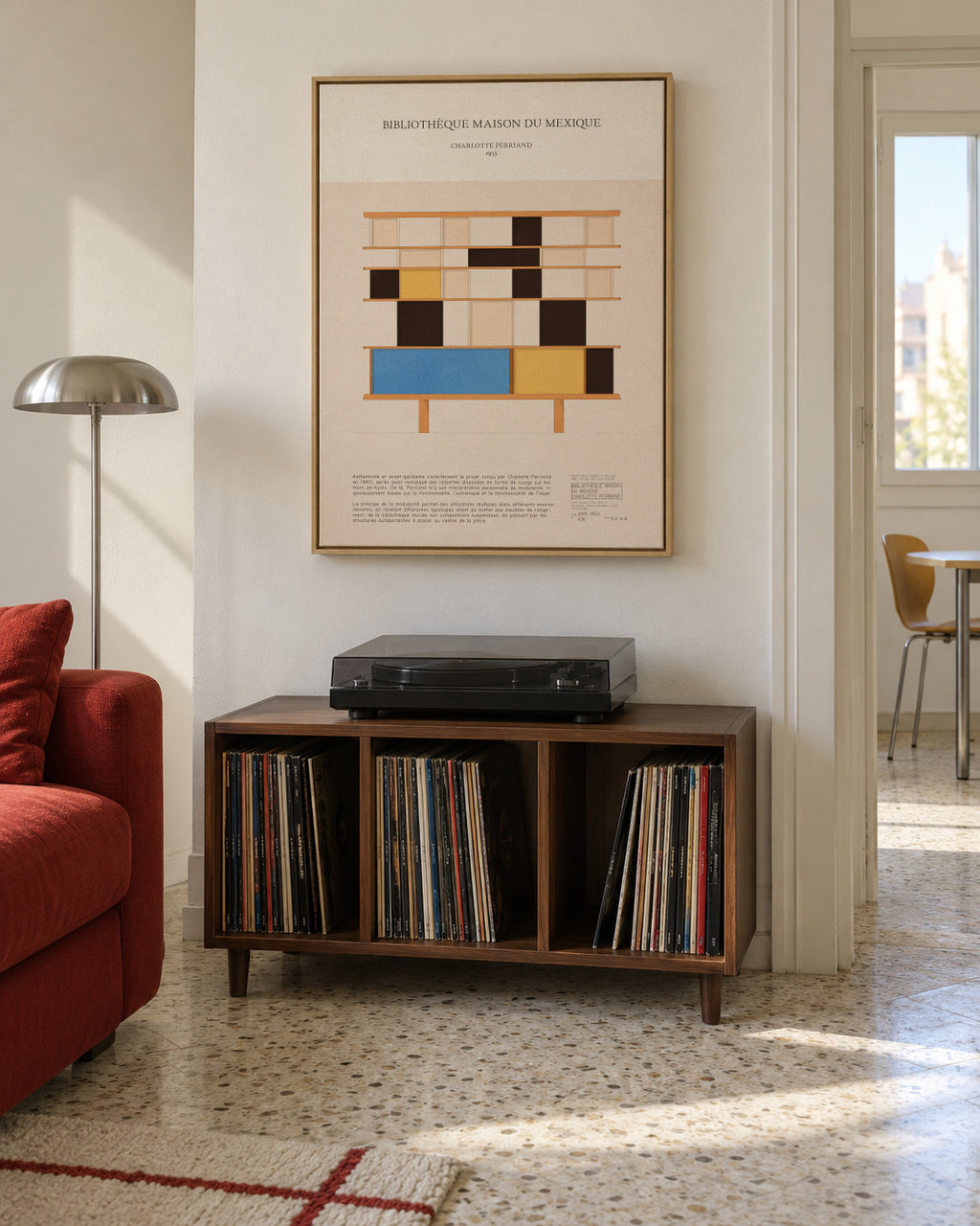 Charlotte Perriand - Bibliothèque Maison du Mexique - Framed canvas in an interior