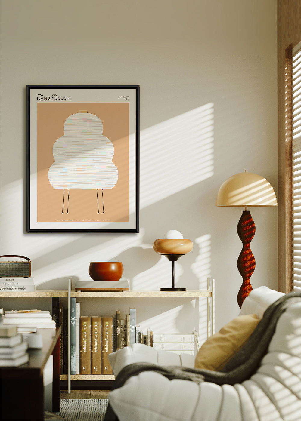 Illustrazione Noguchi Akari a linee minimaliste