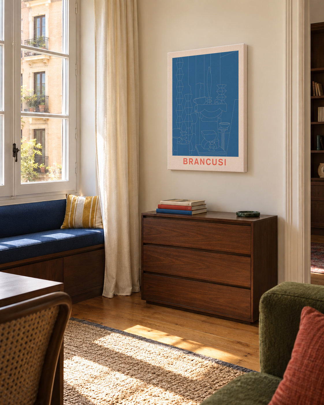 Brancusi - Unframed canvas in an interior