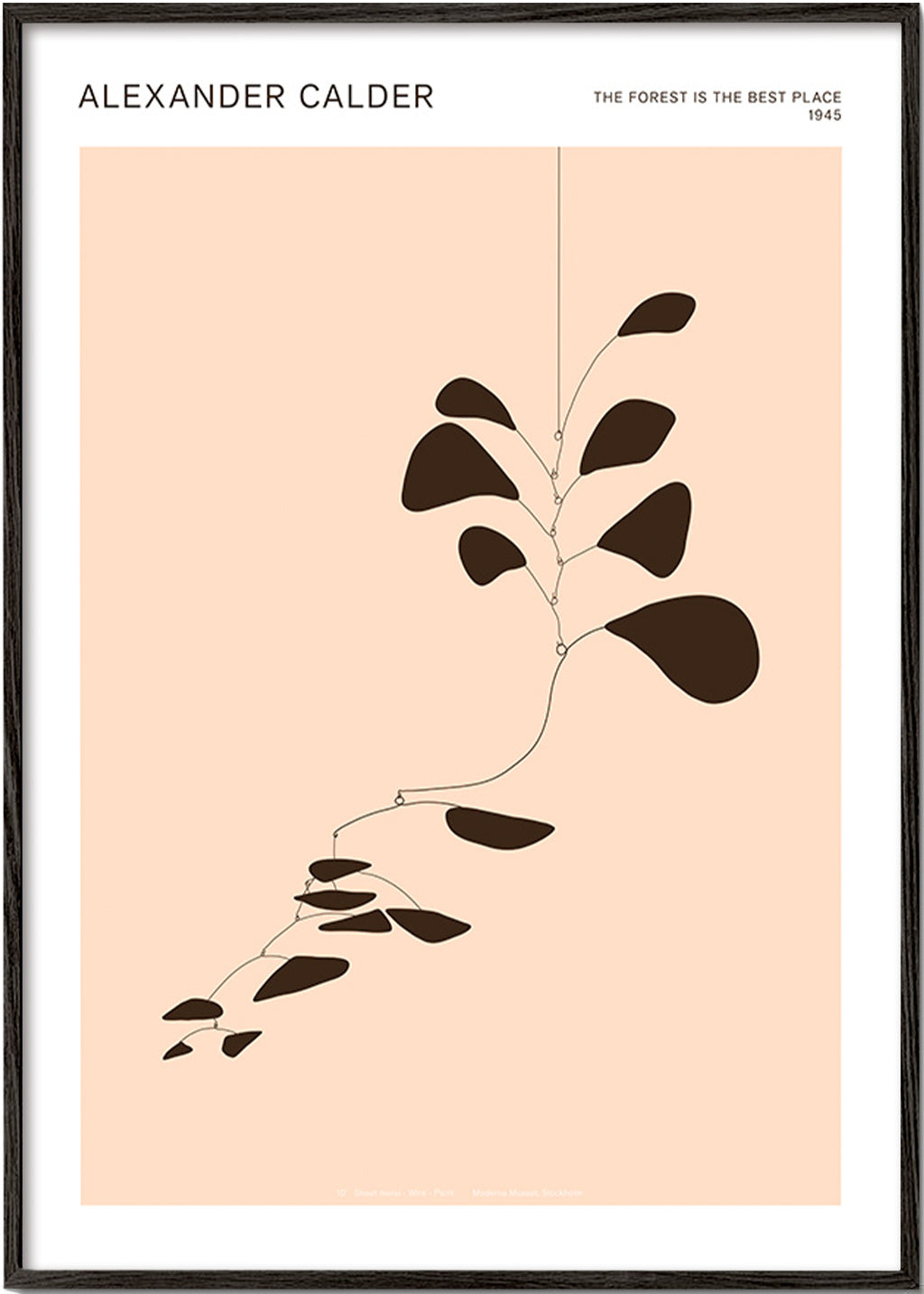 Stampa botanica mobile Calder con foglie nere